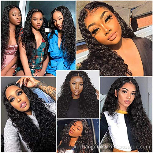 Uniky Best quality 13*6 European virgin human hair HD lace front wig 100% virgin human hair wigs with water wave